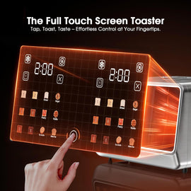 4 Slice Toaster Wide Slot– Dual Digital TouchScreen & Independent Control Panel | Single-Slice Modes/Reheat/Defrost
