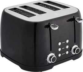 4 Slice Toaster, 6 Browning Settings, Removable Crumb Tray, Bagel and Defrost Function, Cancel Button, 1600W